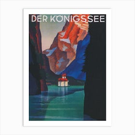 Koningsee Lake, Germany Vintage Travel Poster Art Print