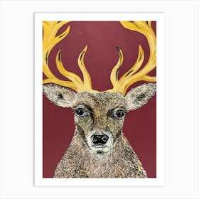 Deer with golden horns. Art Print