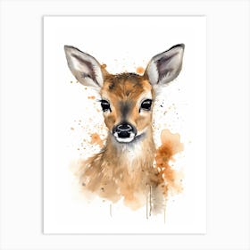 Fawn Watercolour Nursery 3 Art Print