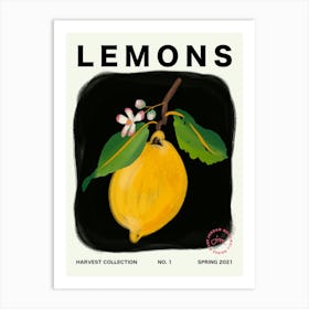 Lemons Fruit Kitchen Typography Art Print