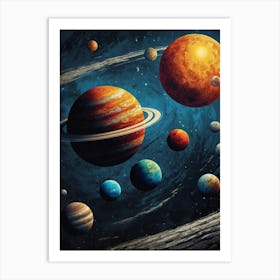 Planets In Space 1 Art Print