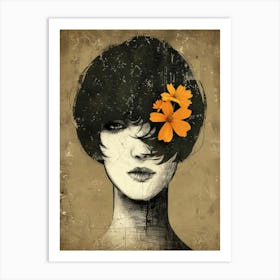 Woman With Flowers On Her Head 13 Art Print