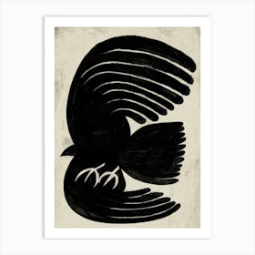 Black Hawk Bird On Neutral Art Print