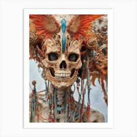 Skeleton With Feathers Art Print