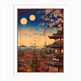 Takayama Old Town, Japan Vintage Travel Art 1 Art Print