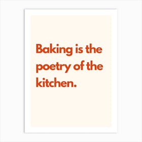 Baking Poetry Kitchen Typography Cream Red Art Print
