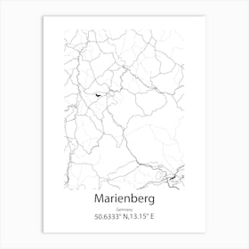 Marienberg,Germany Minimalist Map Art Print