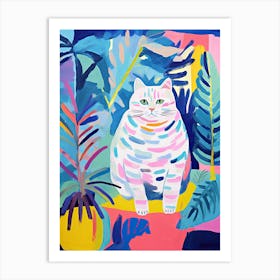 Colourful Cat In The Jungle, Matisse Inspired Art Print