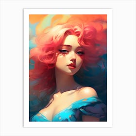 Pink Haired Girl-Reimagined 6 Art Print