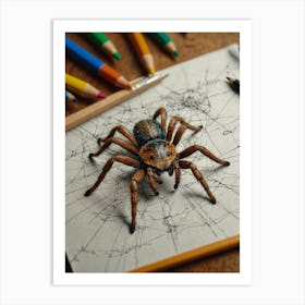 3d Spider Drawing Art Print