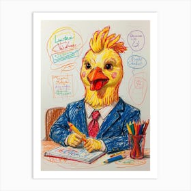 Chicken In A Suit 3 Art Print