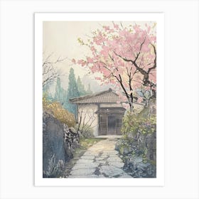 Yufuin Japan 2 Retro Illustration Art Print