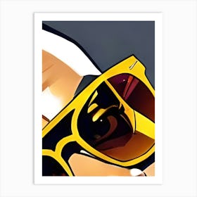 Man In Glasses In Yellow and Brown Colors Art Print