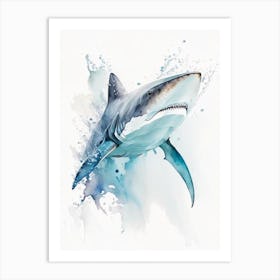 Whitetip Reef Shark 3 Watercolour Art Print