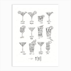 Cocktails Menu Art Print