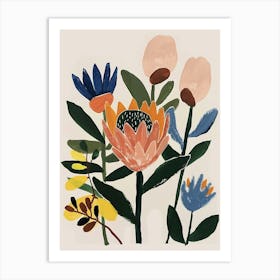 Painted Florals Protea 4 Art Print