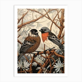 Art Nouveau Birds Poster Sparrow 2 Art Print