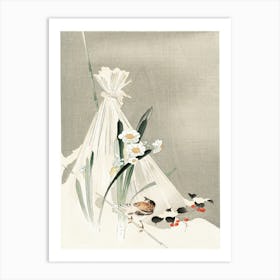 A Bird With Narcissus Flowers And A Hay Bundle (1900 1930), Ohara Koson Art Print