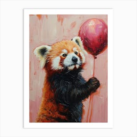 Cute Red Panda 2 With Balloon Art Print