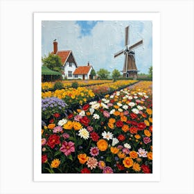 Windmill In The Garden 1 Art Print