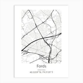 Fords,United States Minimalist Map Poster