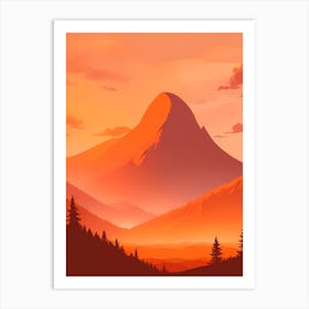 Misty Mountains Vertical Composition In Orange Tone 305 Art Print