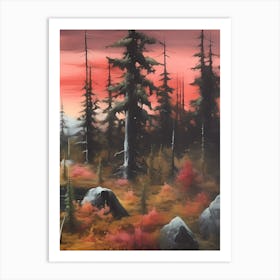 Sunset In The Forest Art Print