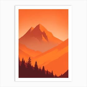 Misty Mountains Vertical Composition In Orange Tone 264 Art Print