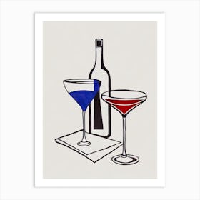 Chocolate MCocktail Poster artini Picasso Line Drawing Cocktail Poster Art Print