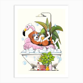 Beagle Dog In The Bath Art Print