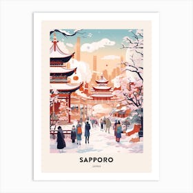 Vintage Winter Travel Poster Sapporo Japan Art Print