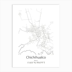 Chichihualco,Mexico Minimalist Map Art Print