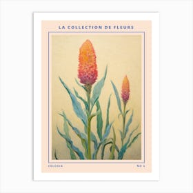 Celosia 2 French Flower Botanical Poster Art Print