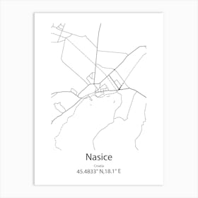 Nasice,Croatia Minimalist Map Art Print