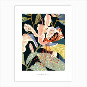 Colourful Flower Illustration Poster Honeysuckle 2 Art Print