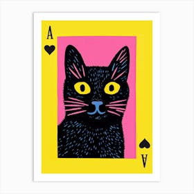 Playing Cards Cat 1 Pink And Black Art Print