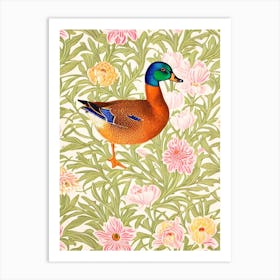 Mallard Duck William Morris Style Bird Art Print
