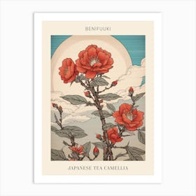 Benifuuki Japanese Tea Camellia 3 Vinatge Japanese Botanical Poster Art Print