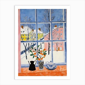 The Windowsill Of Munich   Germany Snow Inspired By Matisse 3 Art Print