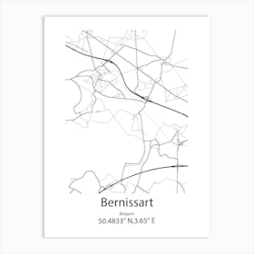 Bernissart,Belgium Minimalist Map Art Print