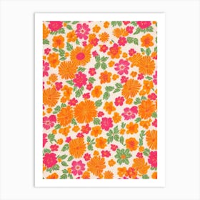 Queen Of The Prairie Floral Print Retro Pattern 2 Flower Art Print