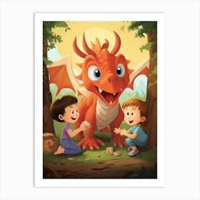 Peaceful Dragon And Kids 6 Art Print
