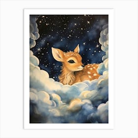 Baby Deer 5 Sleeping In The Clouds Art Print