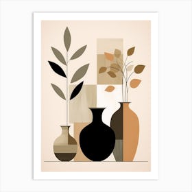 Three Vases With Plants Art Print