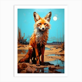 Red Fox Desert Painting 1 Art Print
