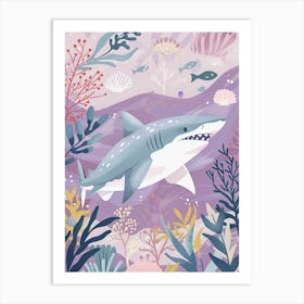 Purple Port Jackson Shark Illustration Art Print