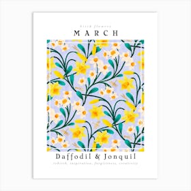 March Birth Flower Daffodil & Jonquil Art Print