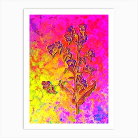 Commelina Tuberosa Botanical in Acid Neon Pink Green and Blue n.0175 Art Print