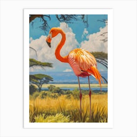 Greater Flamingo Lake Nakuru Nakuru Kenya Tropical Illustration 4 Art Print