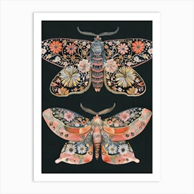 Nocturnal Butterfly William Morris Style 2 Art Print